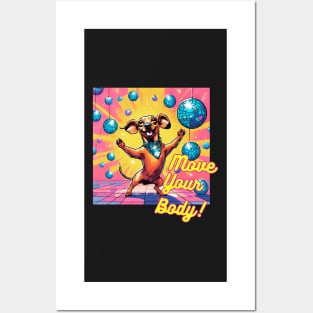 Dachshund Disco Move Your Body Posters and Art